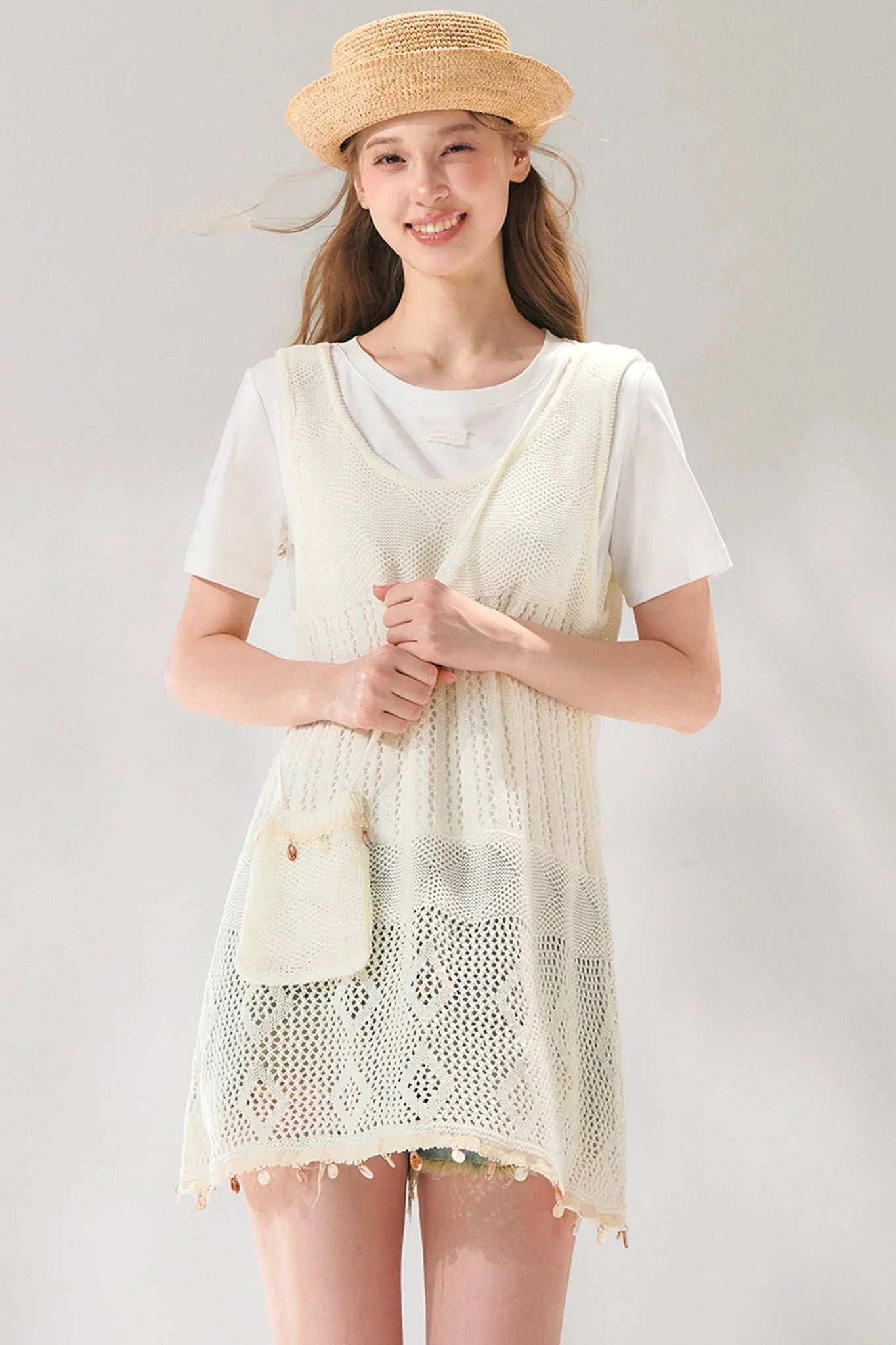Shell Jacquard Knitted Vest Set