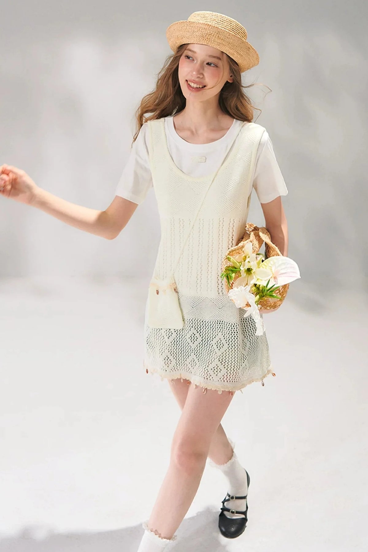 Shell Jacquard Knitted Vest Set