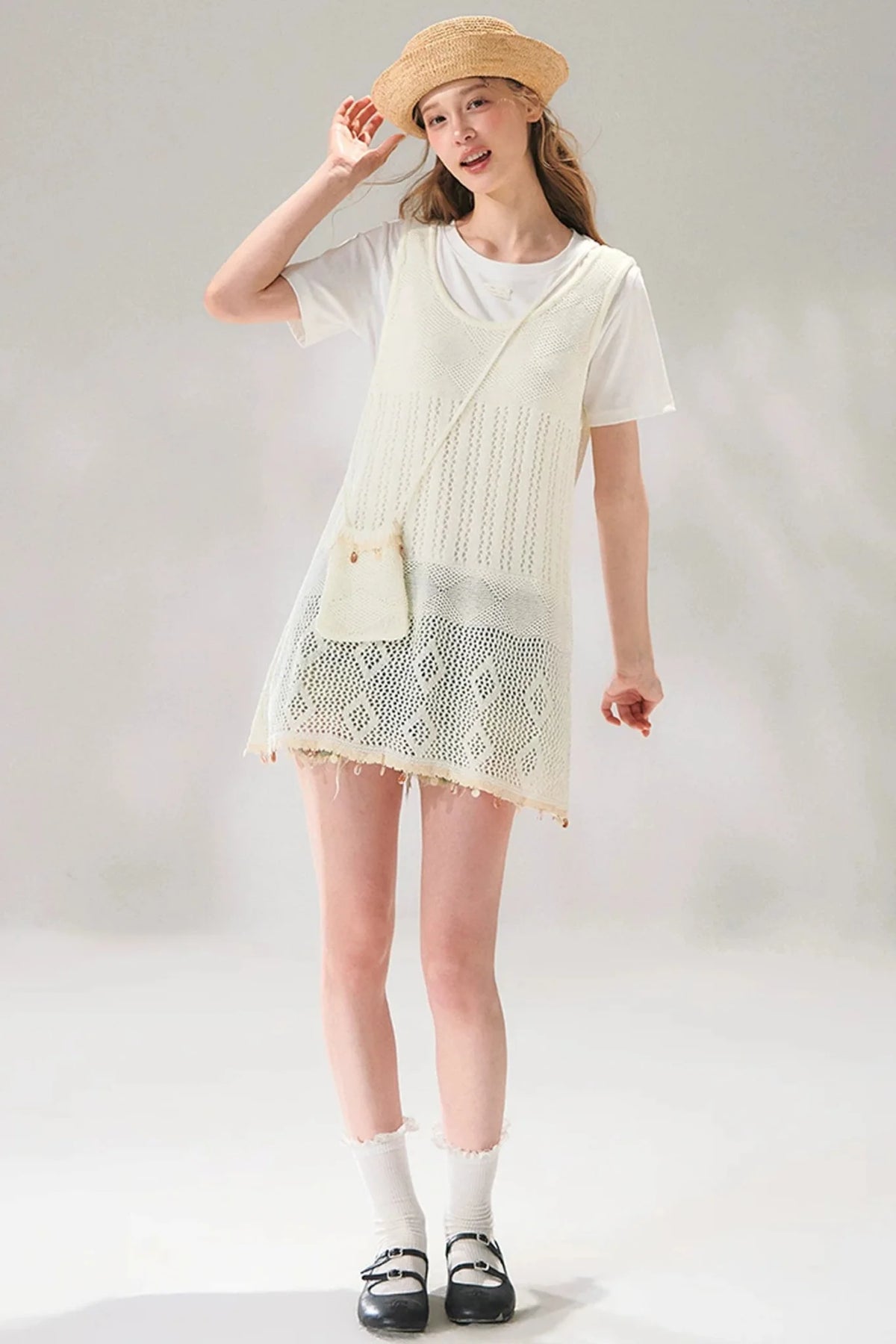Shell Jacquard Knitted Vest Set