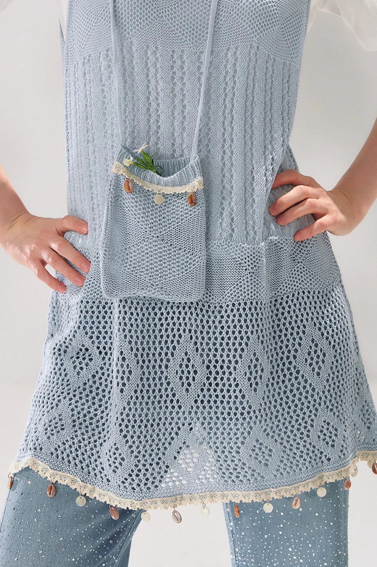 Shell Jacquard Knitted Vest Set
