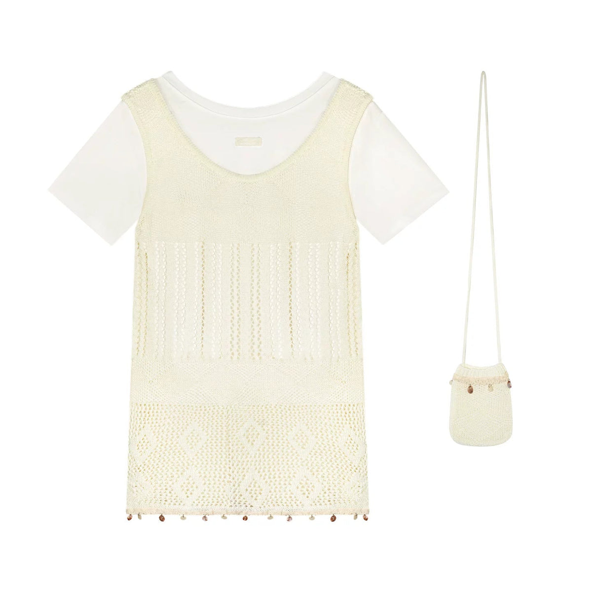 Shell Jacquard Knitted Vest Set