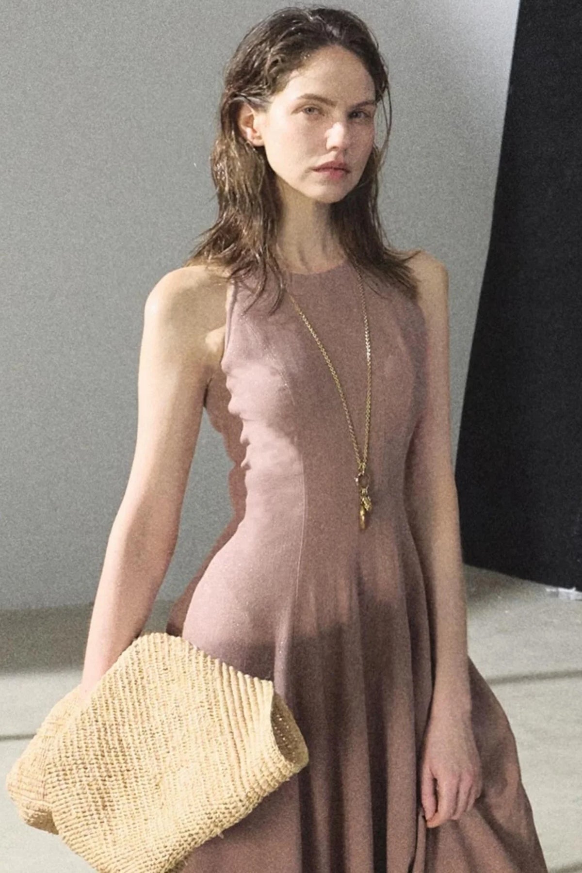 Shimmering Linen Sleeveless Dress