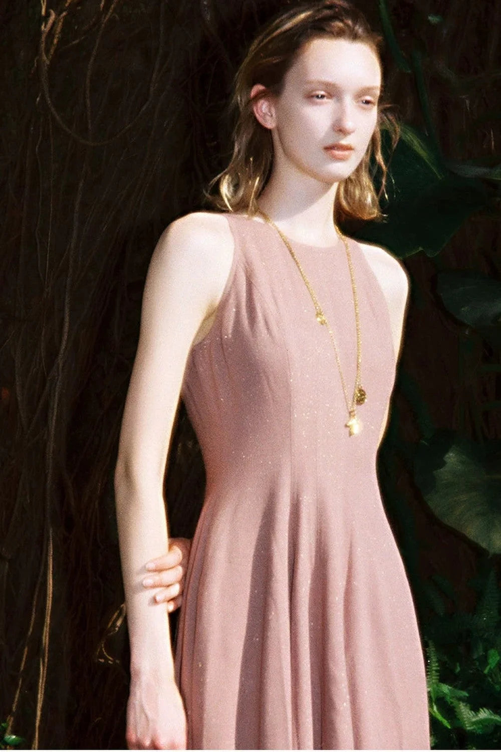 Shimmering Linen Sleeveless Dress