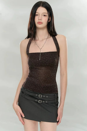 Shiny Halter Neck Tube Top