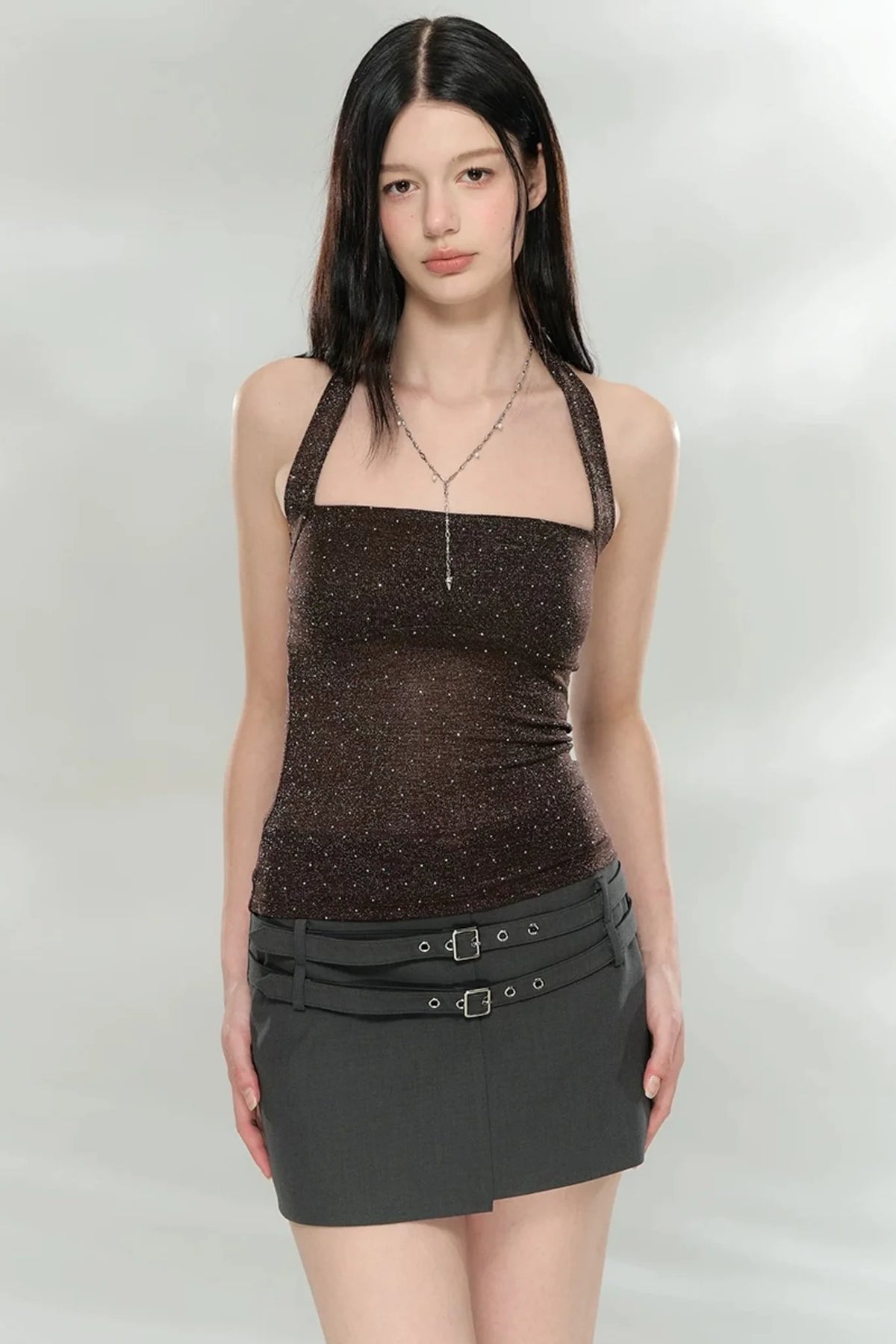 Shiny Halter Neck Tube Top