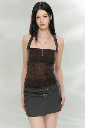 Shiny Halter Neck Tube Top