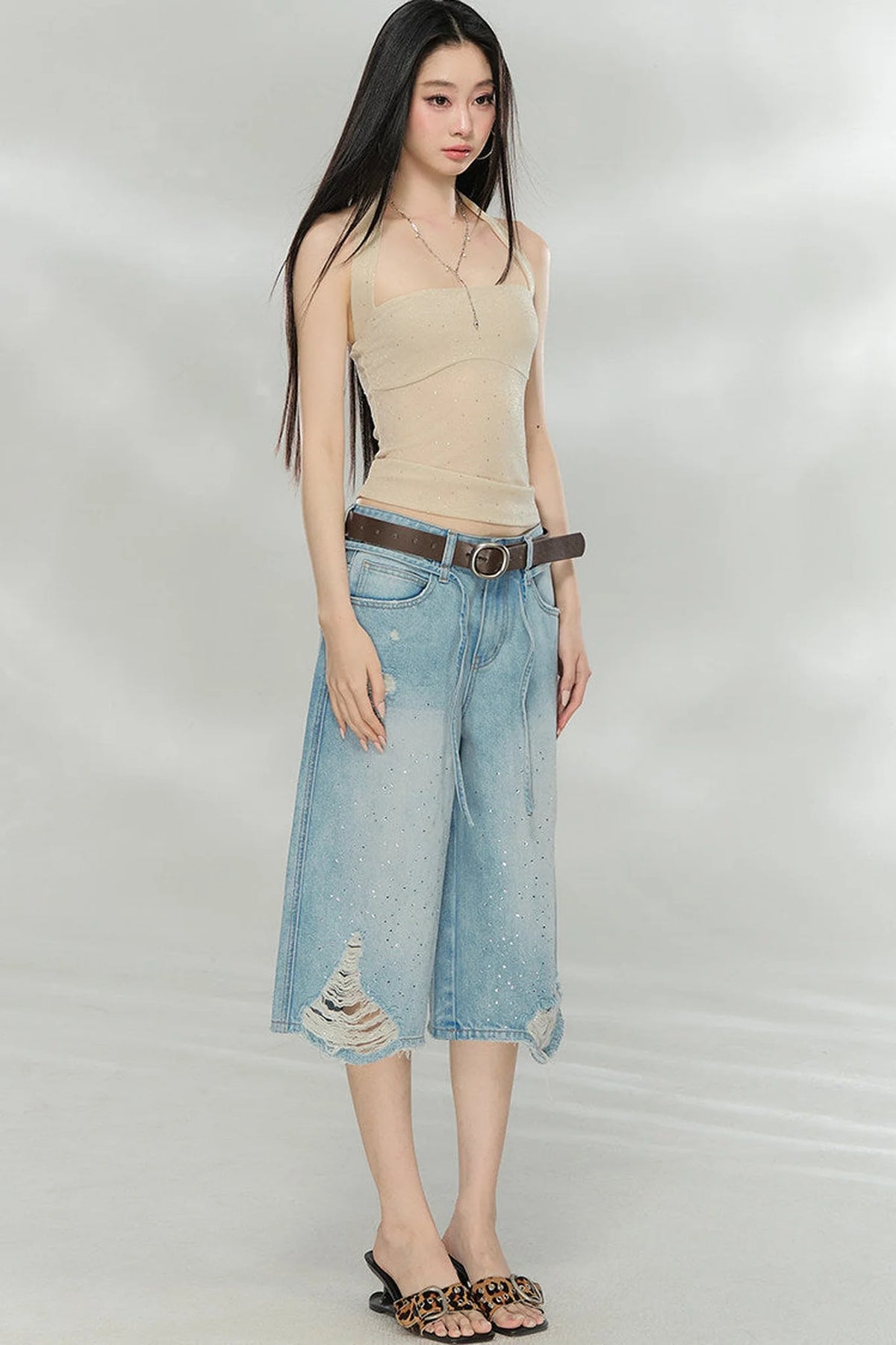 Shiny Halter Neck Tube Top