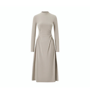 Shirred Slim Warm Long Dress
