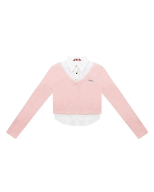 Shirt Layered V-Neck Knit