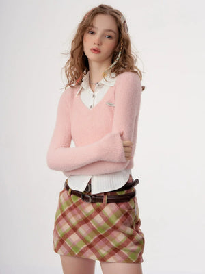 Shirt Layered V-Neck Knit