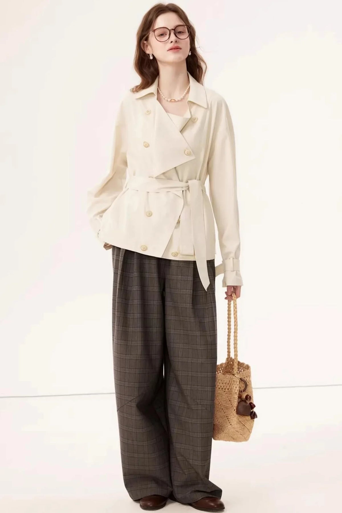 Short Double-Breasted Trench Coat
