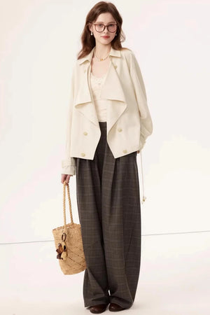 Short Double-Breasted Trench Coat