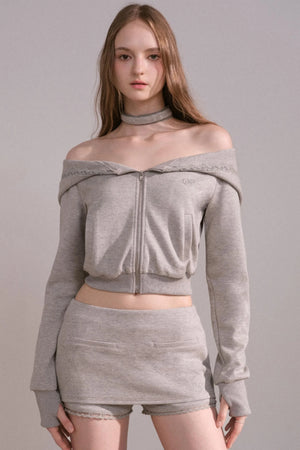 Short Hoodie Cardigan Set-Up