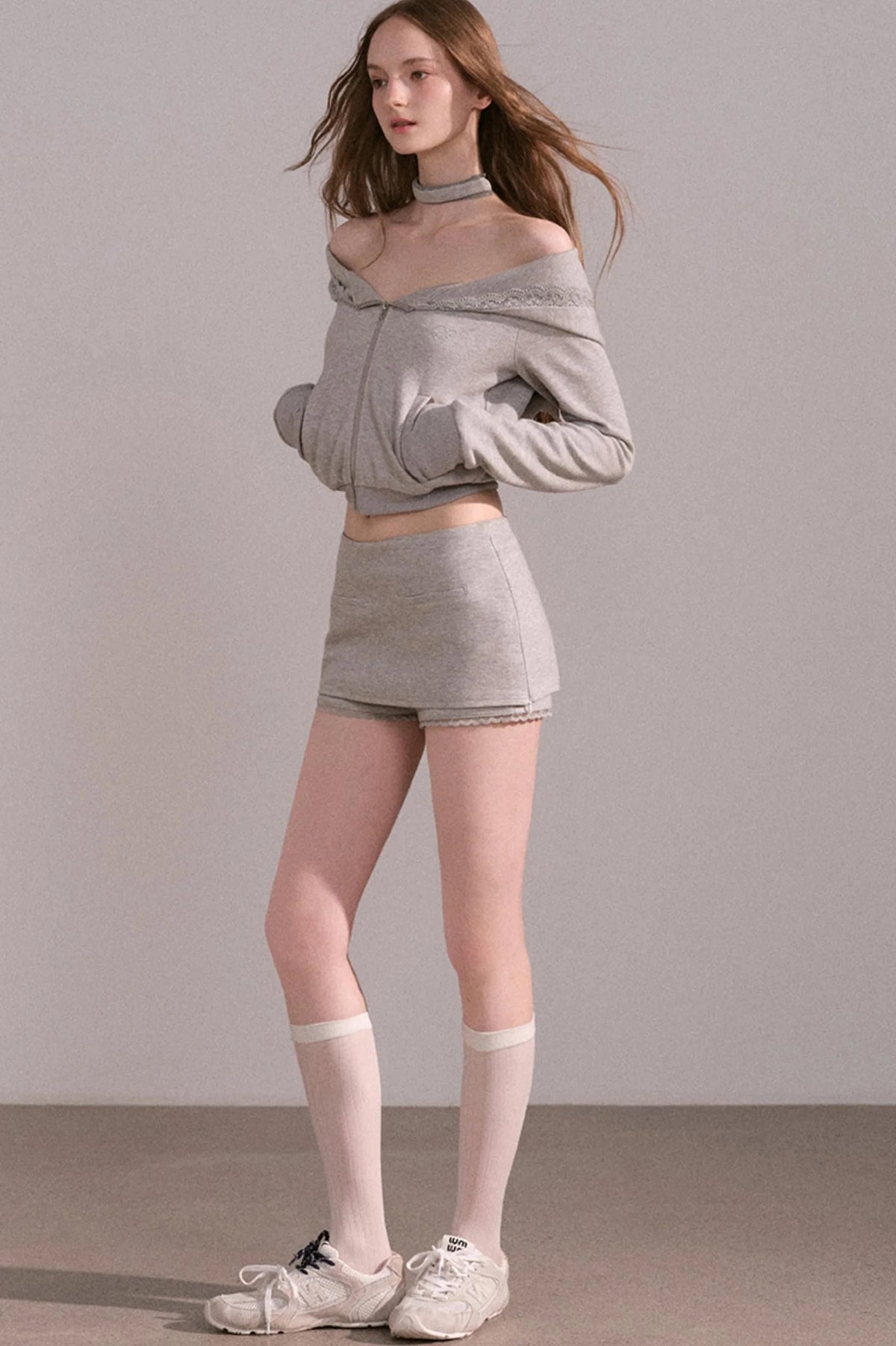 Short Hoodie Cardigan Set-Up