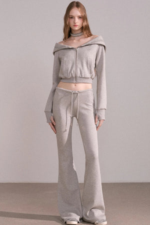 Short Hoodie Cardigan Set-Up