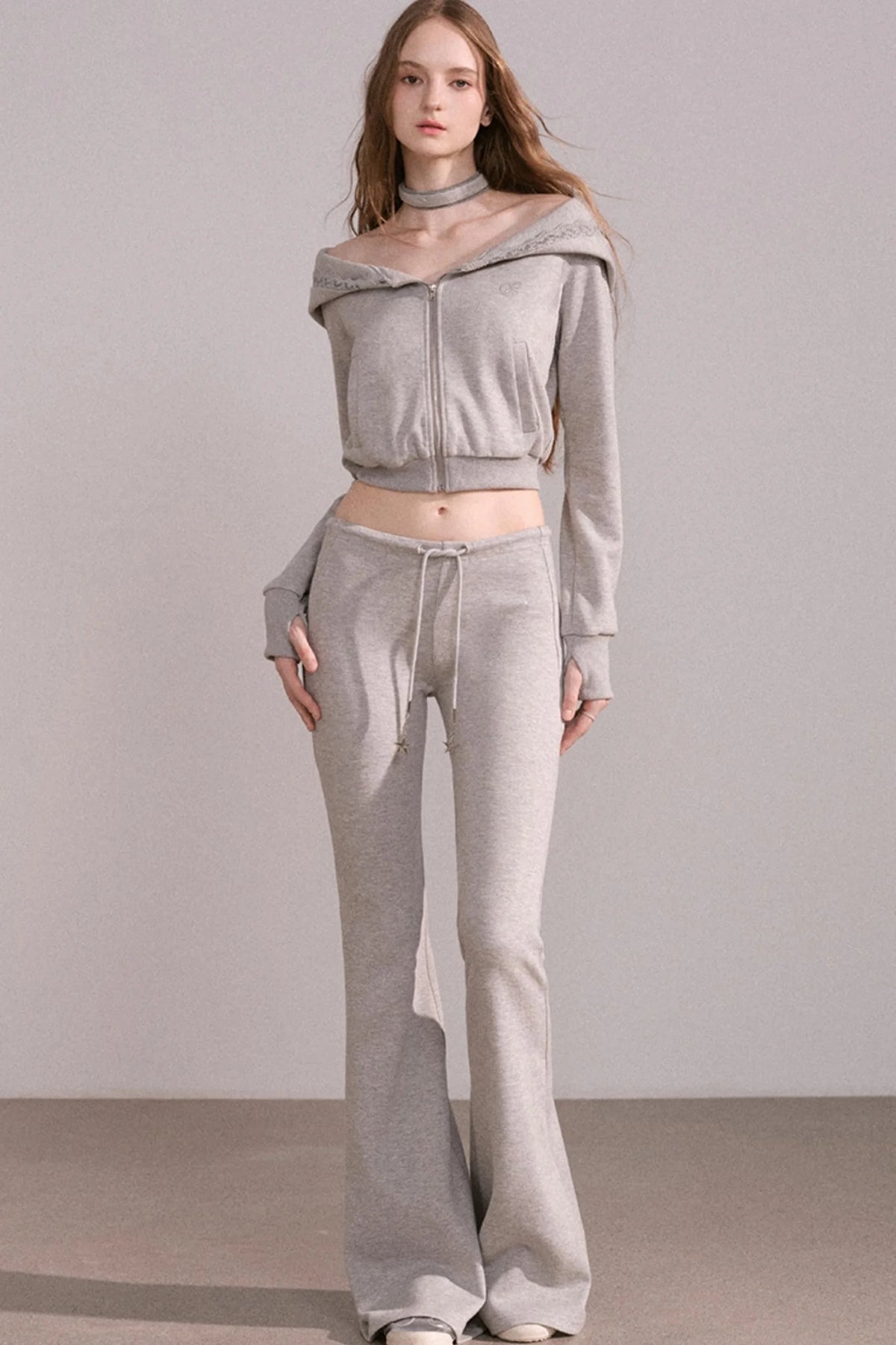 Short Hoodie Cardigan Set-Up