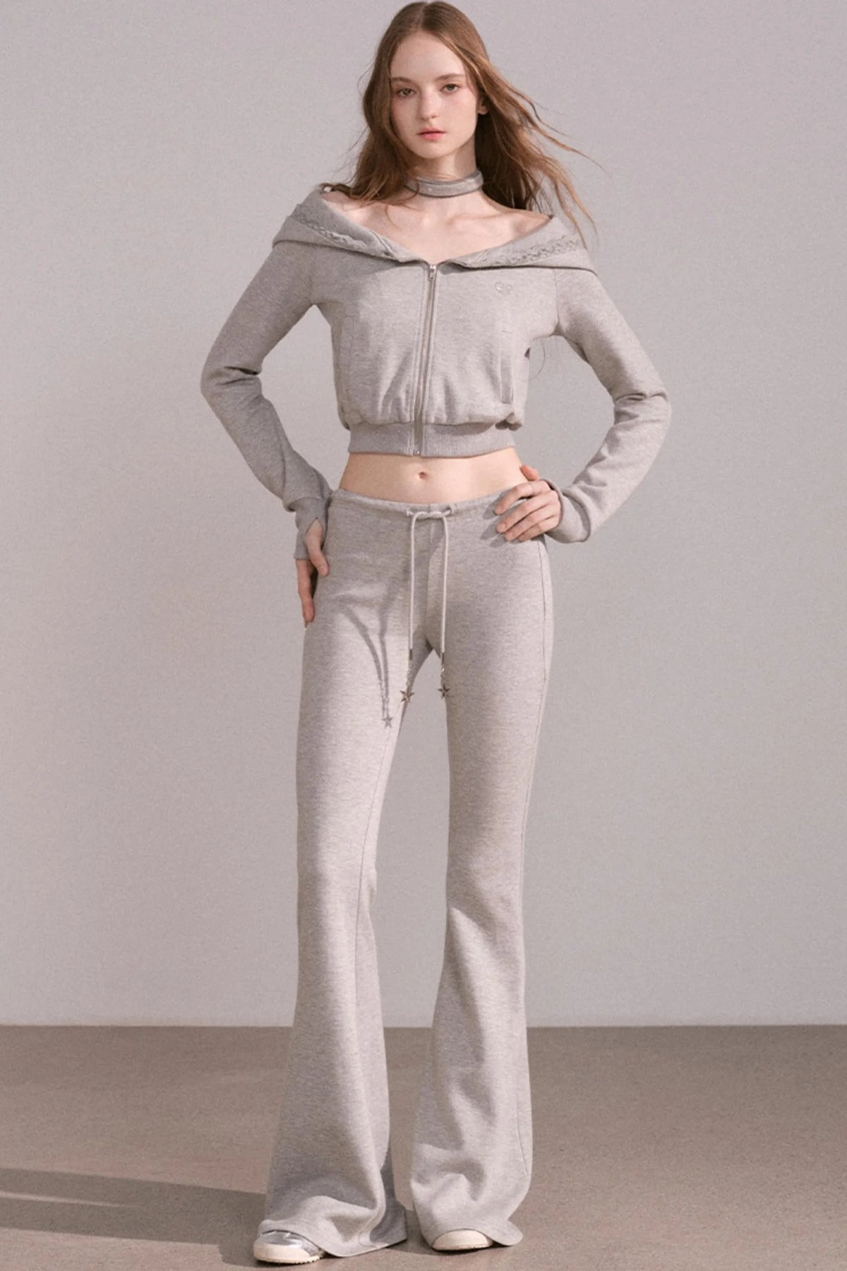 Short Hoodie Cardigan Set-Up