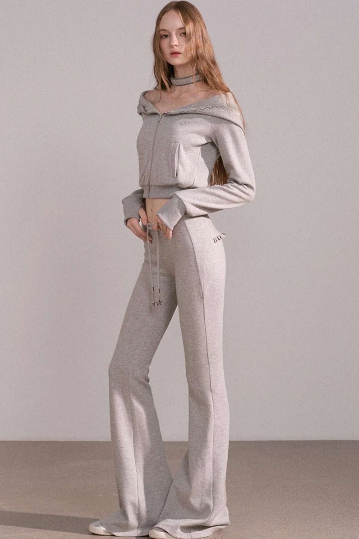 Short Hoodie Cardigan Set-Up