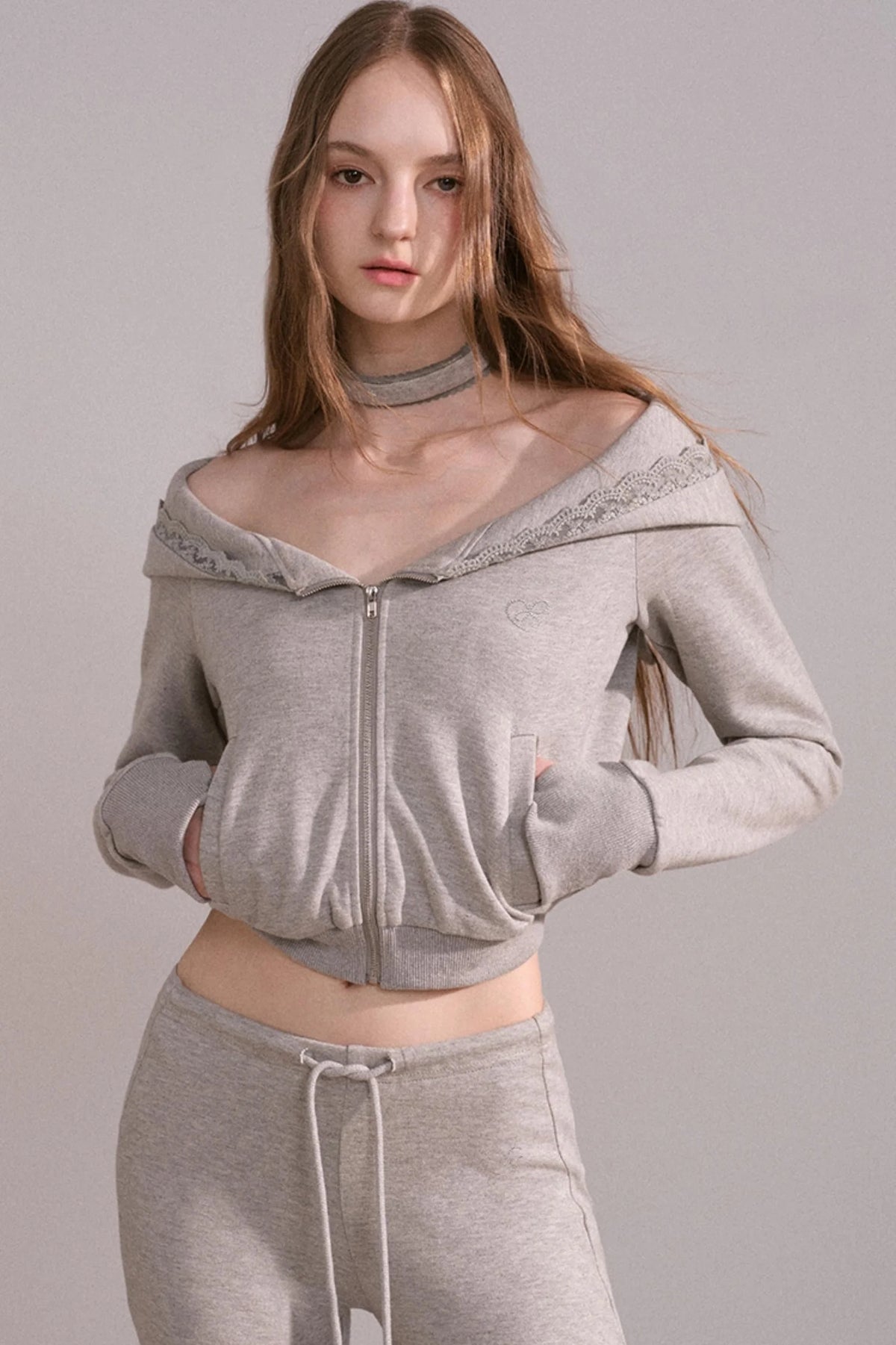 Short Hoodie Cardigan Set-Up