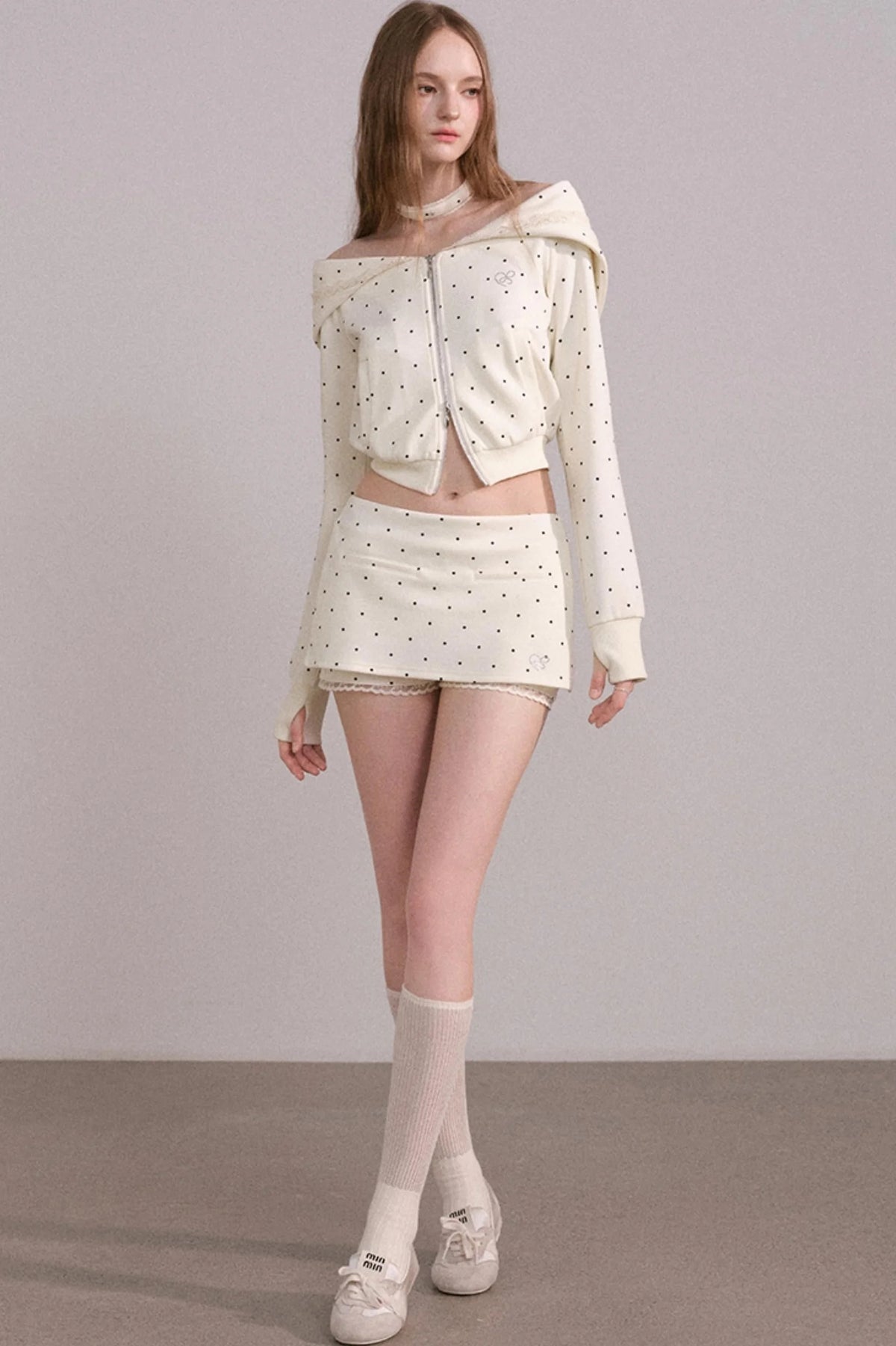 Short Hoodie Cardigan Set-Up