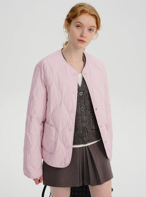 Short light rhombic down jacket