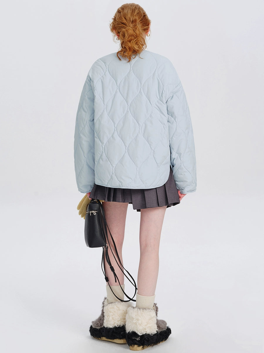 Short light rhombic down jacket