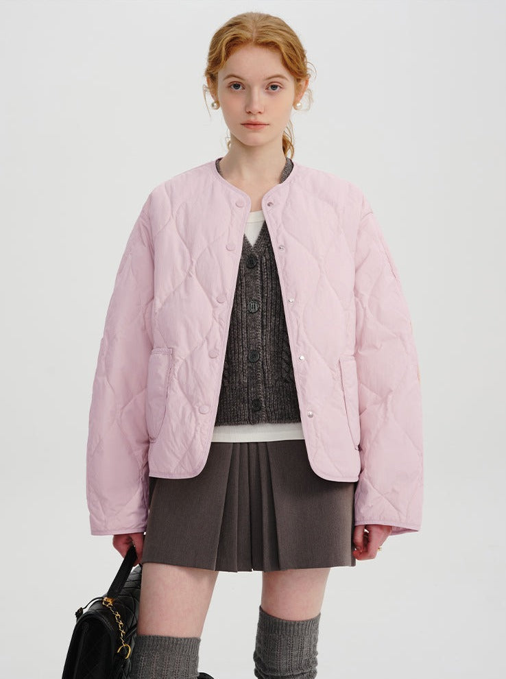 Short light rhombic down jacket