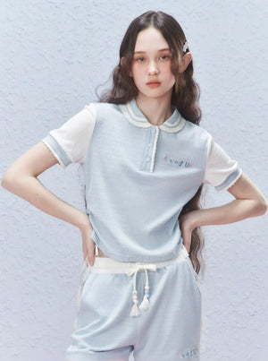 Short Sleeve Knit Polo T-Shirt