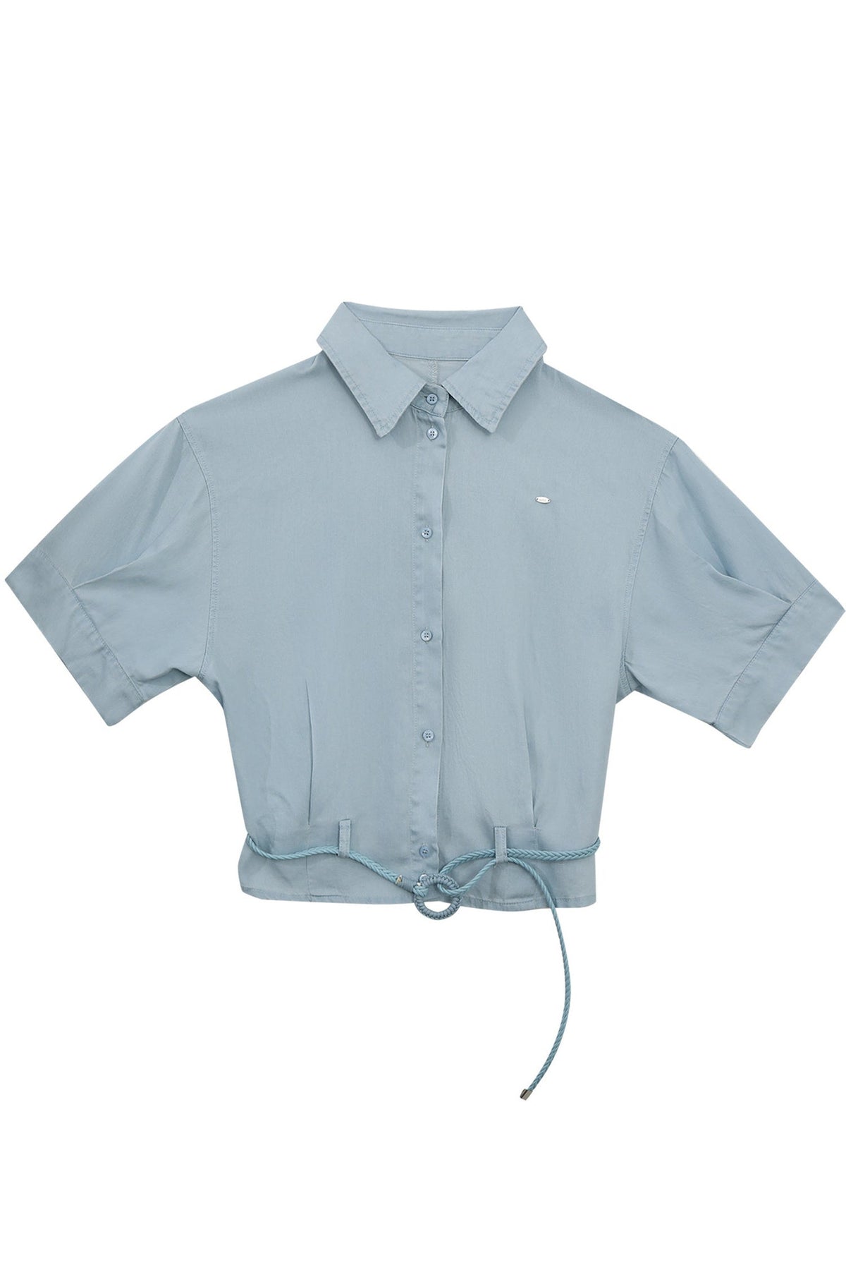 Short Sleeve Light Blue Shirt and Skirt Set-Up