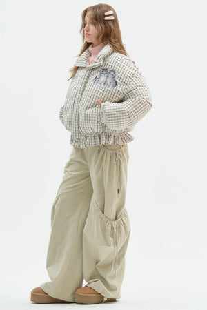 Short Thickened Plaid Cotton Coat