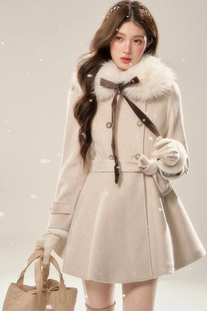 Showa Era Wool Fur Collar Coat Set-Up