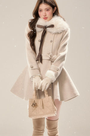 Showa Era Wool Fur Collar Coat Set-Up