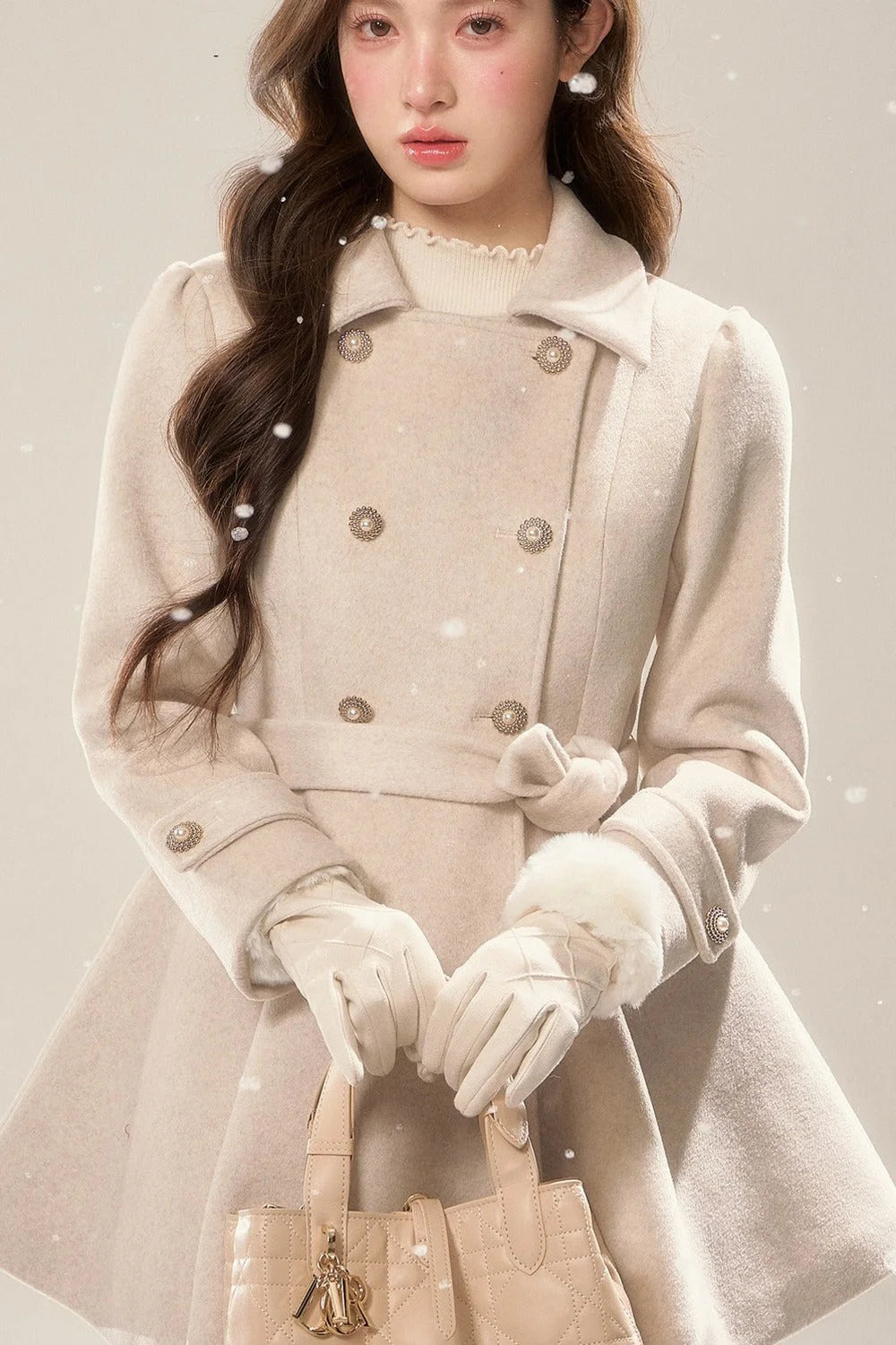 Showa Era Wool Fur Collar Coat Set-Up