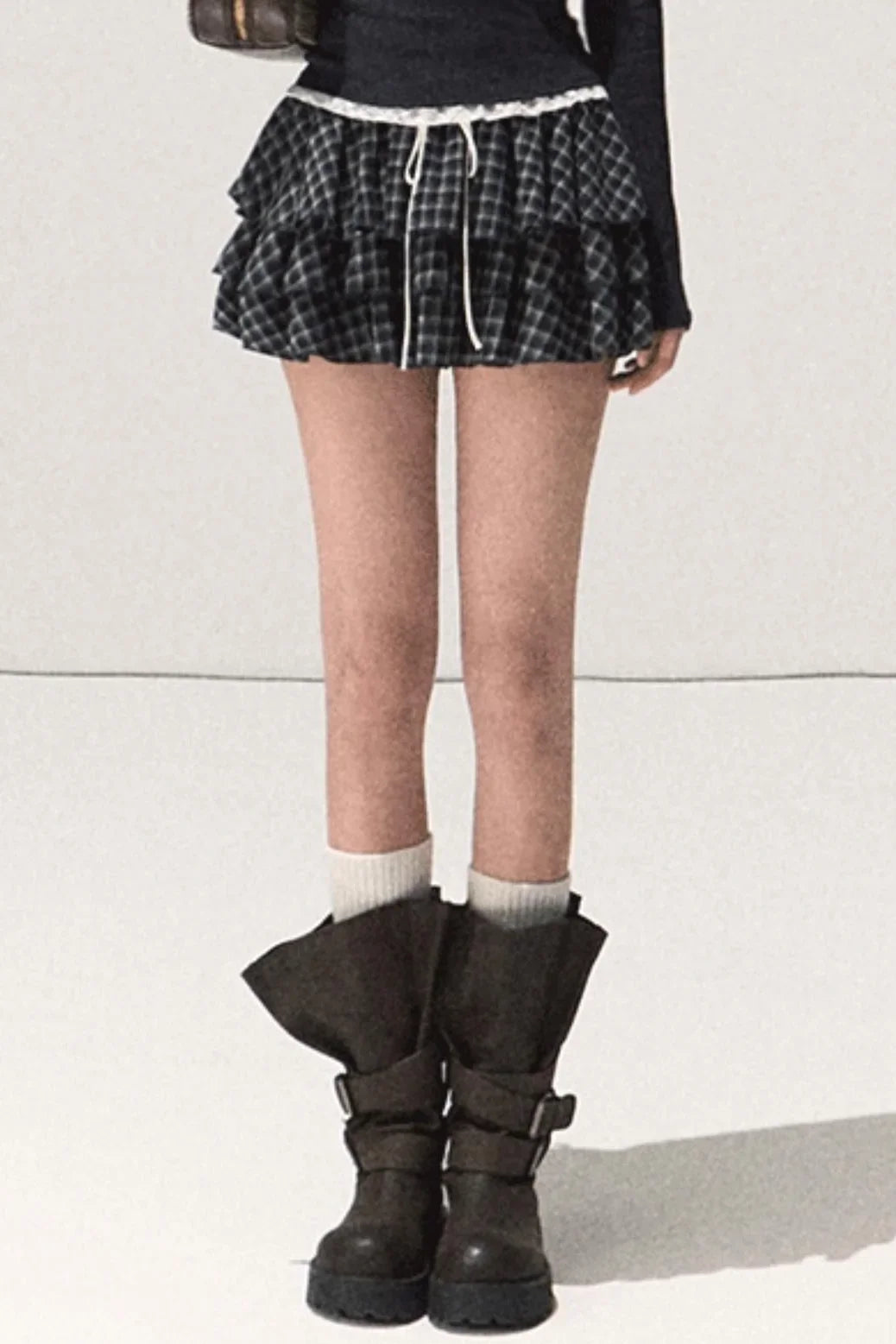 Shrine Plaid Woolen Cake A-Line Skirt