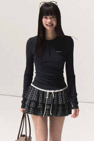 Shrine Plaid Woolen Cake A-Line Skirt