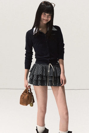 Shrine Plaid Woolen Cake A-Line Skirt