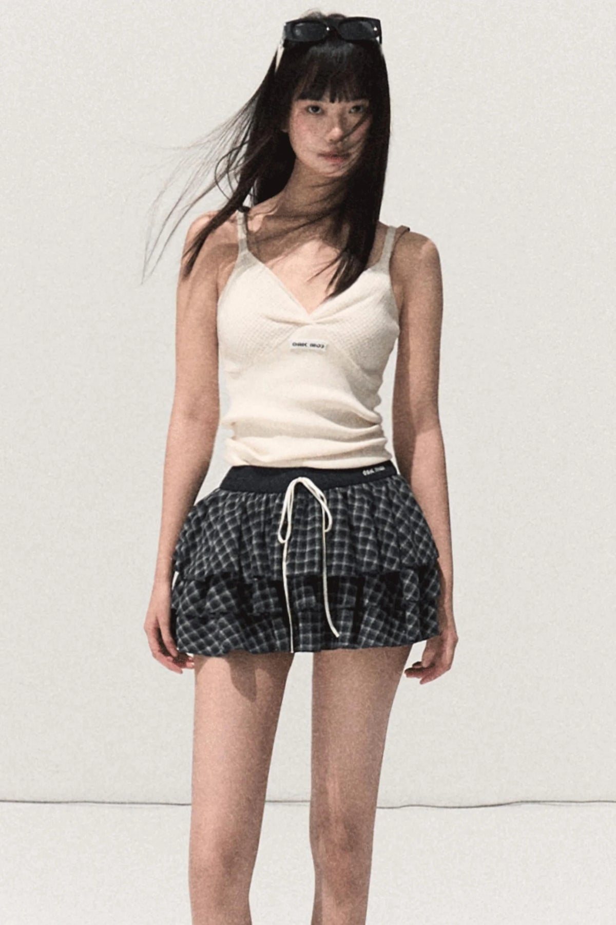 Shrine Plaid Woolen Cake A-Line Skirt