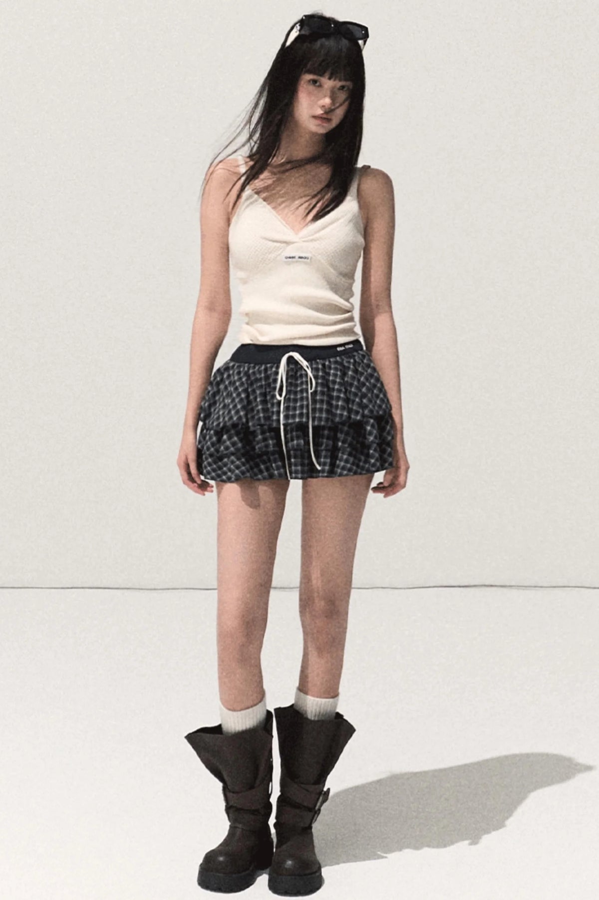 Shrine Plaid Woolen Cake A-Line Skirt