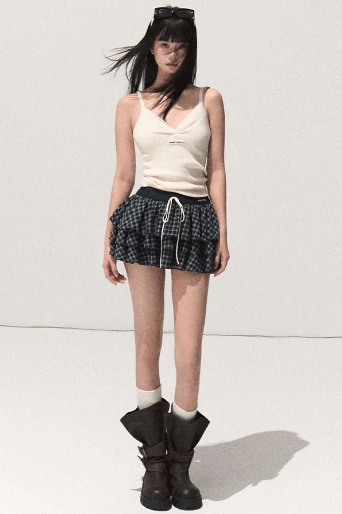 Shrine Plaid Woolen Cake A-Line Skirt