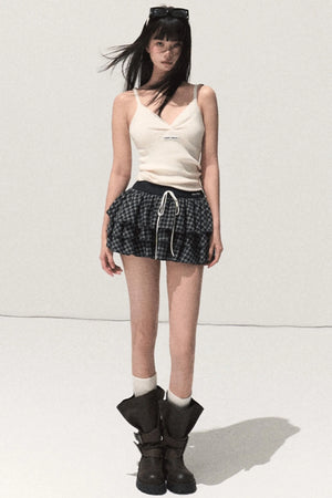 Shrine Plaid Woolen Cake A-Line Skirt