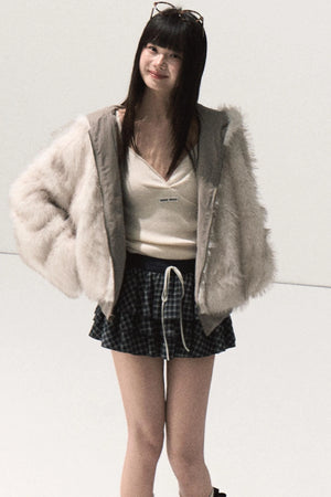 Shrine Plaid Woolen Cake A-Line Skirt