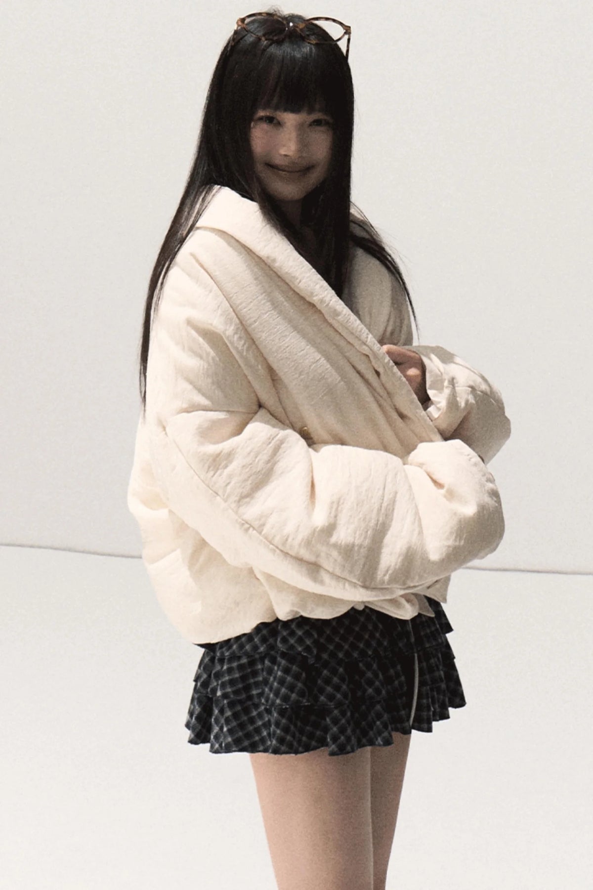 Shrine Plaid Woolen Cake A-Line Skirt