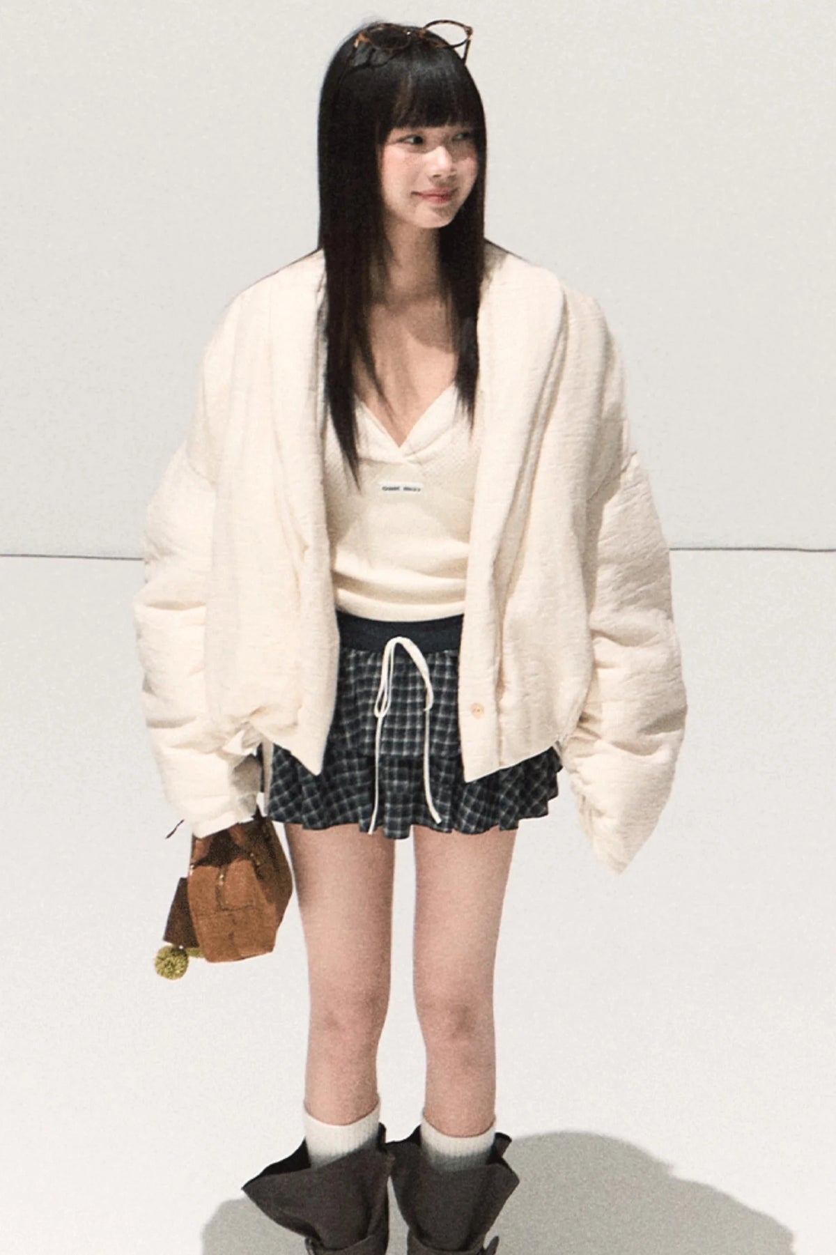 Shrine Plaid Woolen Cake A-Line Skirt