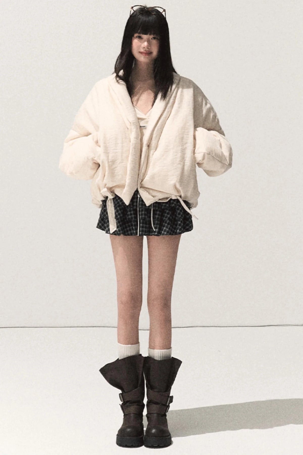 Shrine Plaid Woolen Cake A-Line Skirt