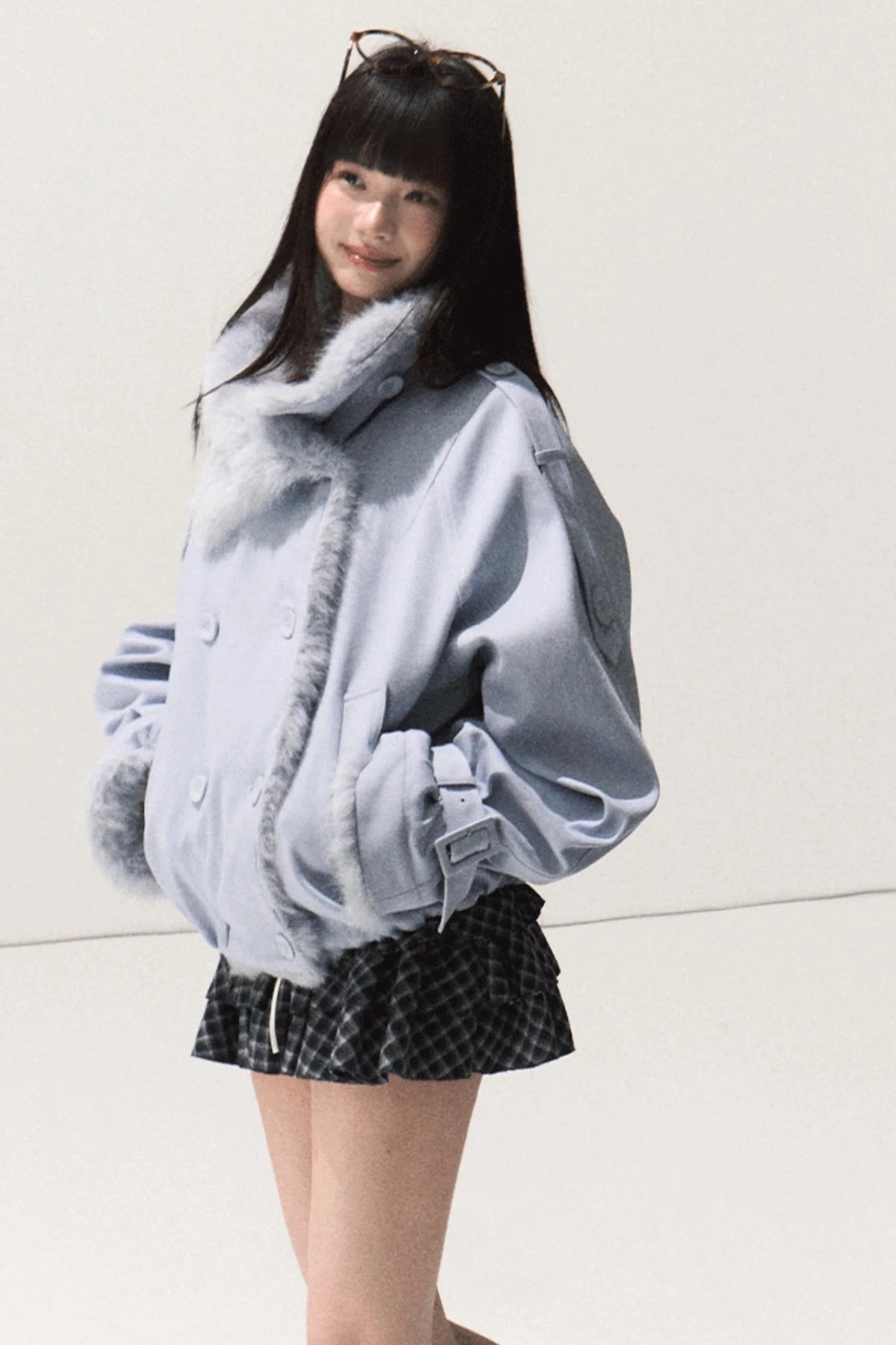 Shrine Plaid Woolen Cake A-Line Skirt