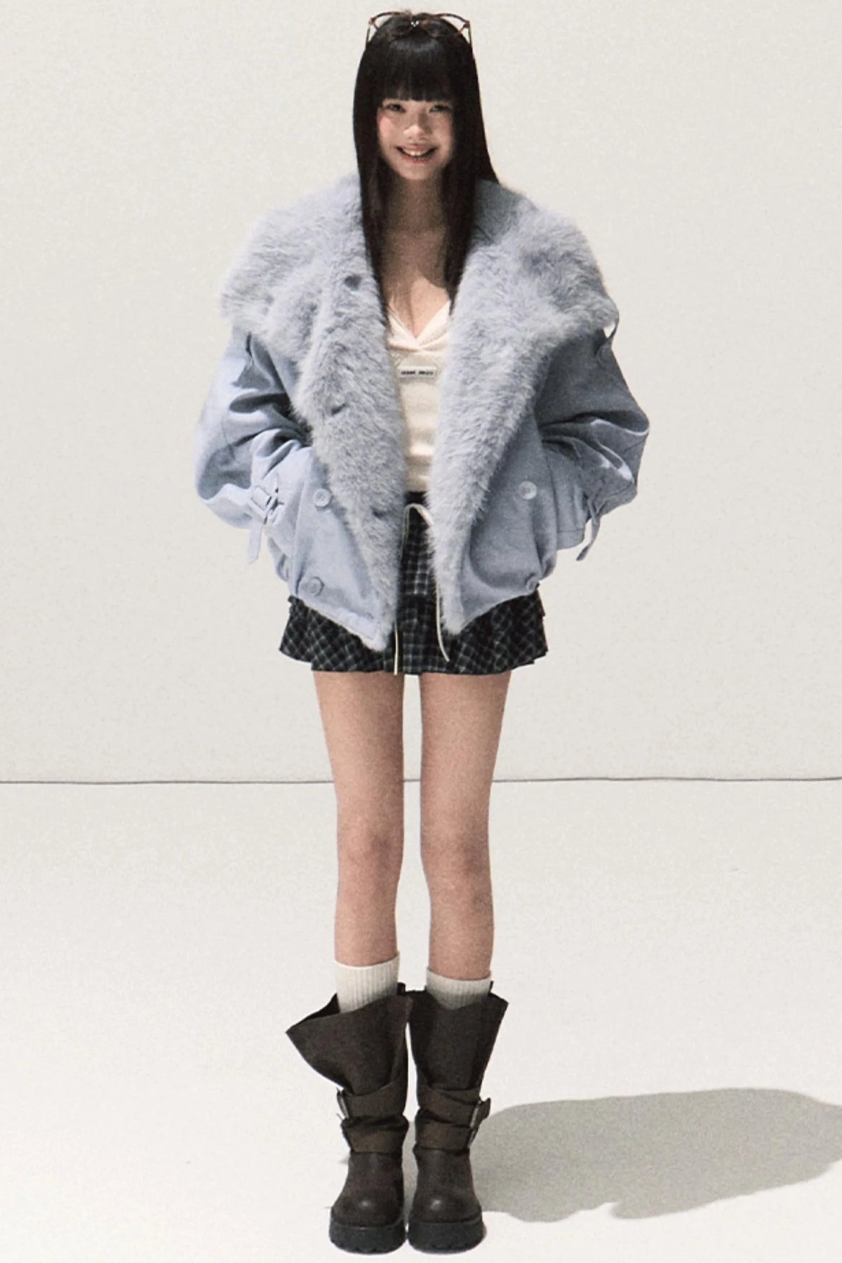 Shrine Plaid Woolen Cake A-Line Skirt