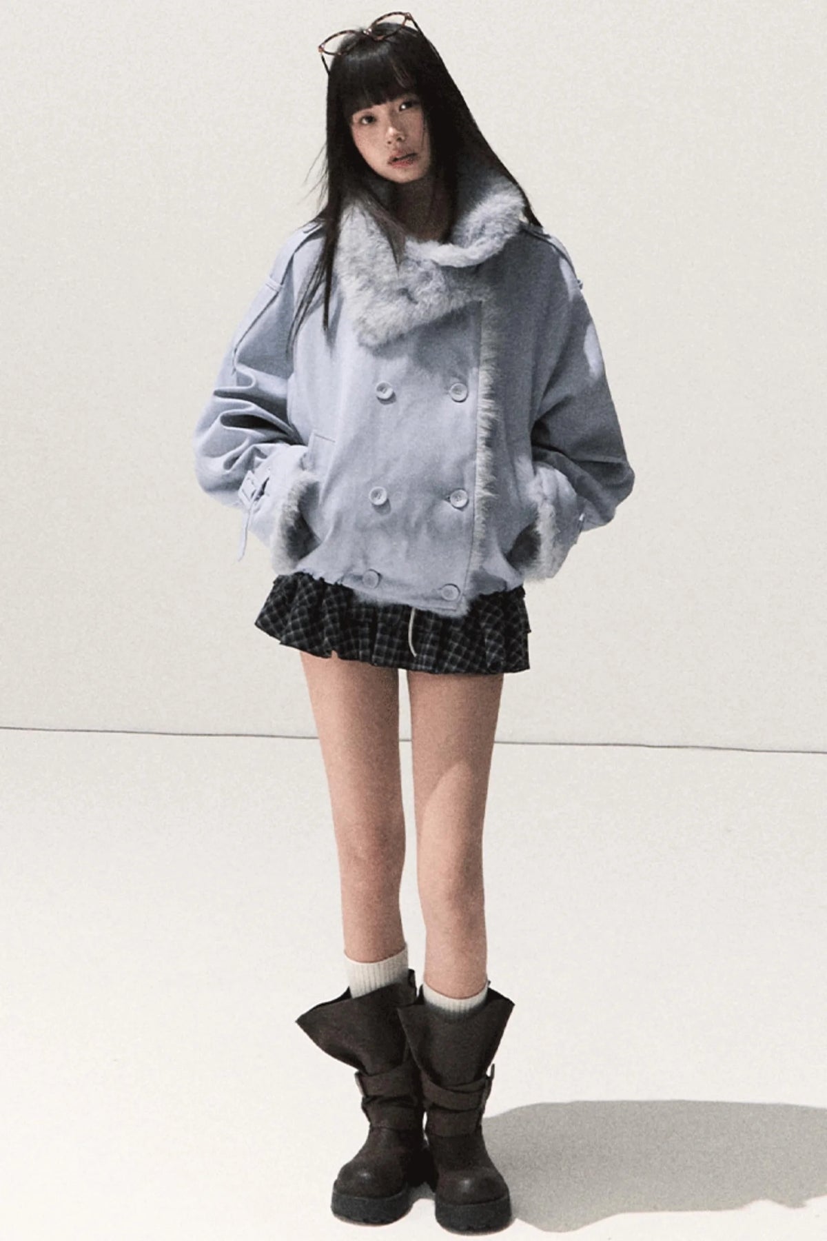 Shrine Plaid Woolen Cake A-Line Skirt