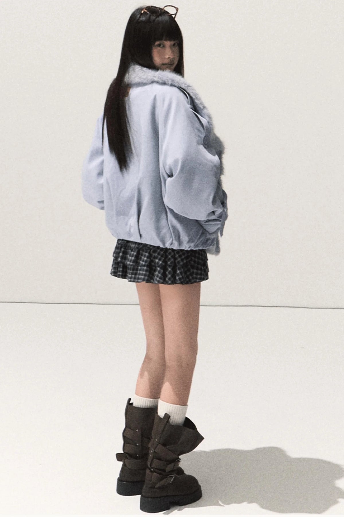 Shrine Plaid Woolen Cake A-Line Skirt