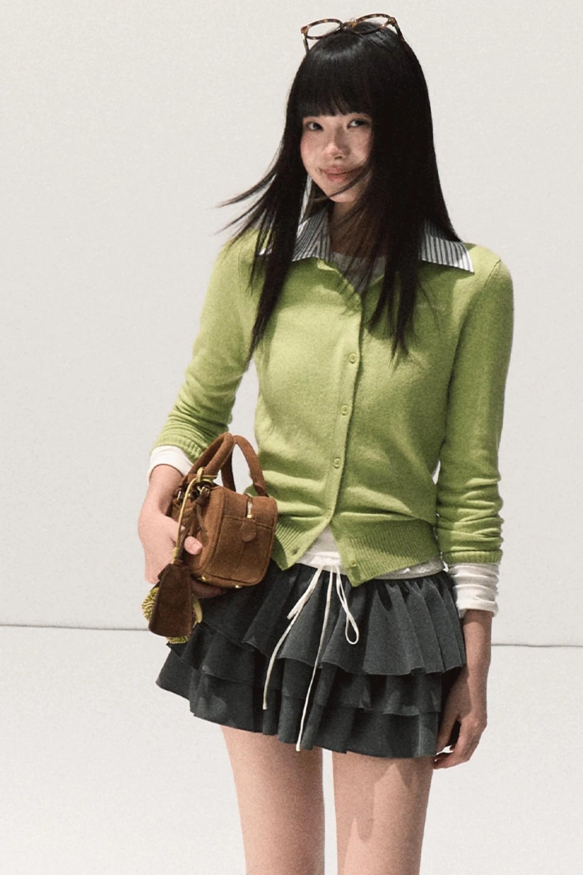 Shrine Plaid Woolen Cake A-Line Skirt