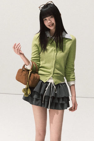 Shrine Plaid Woolen Cake A-Line Skirt